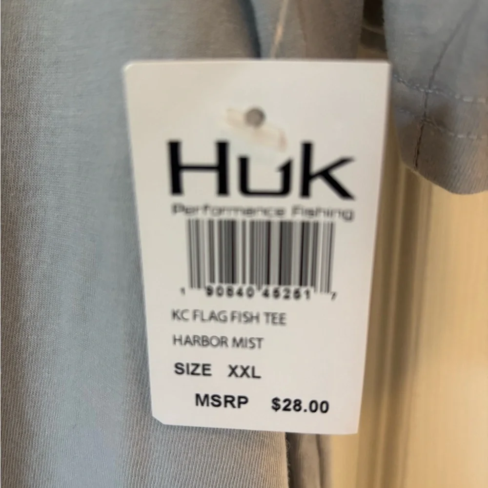 Huk Light Gray Short Sleeve Tee with Blue Logo - Picture 3 of 3